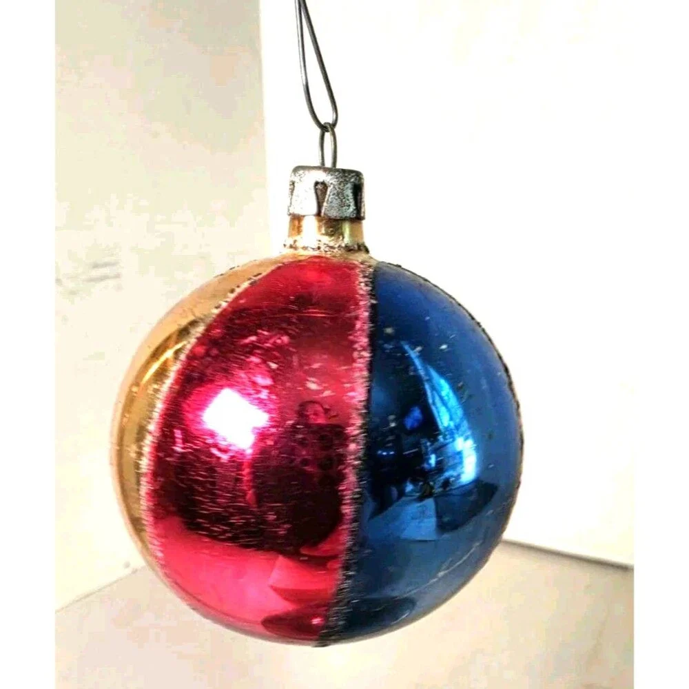 Vintage MCM Poland Christmas Ornament, 2-1/2” Tall,  Tri-Colored